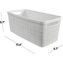 Cesta decorativa de plástico de yute para organización y almacenamiento, cubos perfectos para la oficina en casa, estantes de clóset, despensa de cocina y todos los elementos esenciales de - Blanco - Ver 10