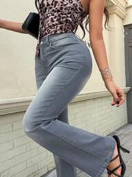 سراويل جينز نسائية ذات خصر عالي مطاطية ضيقة القصة الجرس، عصرية وأنيقة للاستخدام اليومي الشامل