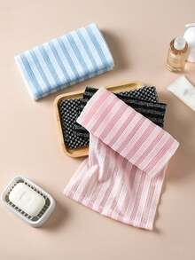 Serviette de bain exfoliante japonaise - Éponge de massage exfoliante double face, facile à mousser, éponge de bain unisexe, fibre ultra-fine rayée super douce, design carré, convient pour la douche, pour les hommes et les femmes, article de soin de salle de bain essentiel au quotidien, style moderne, tissu durable, peut également être utilisé comme serviette de toilette - Multicolore - Voir 3