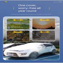 1pc Premium Transparent Car Cover - Waterproof, Dustproof, UV-Resistant, Fits All Car Models - White - View 4