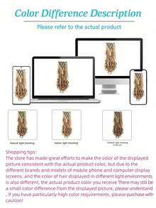 7件套16夹合成24英寸长卷发假发，耐热发夹，渐变黑棕金色女士假发 - 彩色 - 查看 10