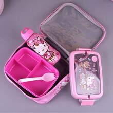 3pcs Sanrio Lunch Set (Including Utensils), Includes Lunch Box, Tote Bag And Water Bottle, Variety Of Styles, Exquisite Prints, Suitable For School Lunch Box, Girls' Lunch Box, Work Lunch Box, Camping And Picnic Sets. Adorable Cartoon Patterns, Leak-Proof Lunch Bag With Shoulder Strap And Water Bottle, Suitable For Work/Office/Picnic/Travel.