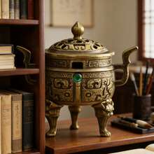 中国铜合金葫芦扇，龙凤香炉，琵琶形香炉，小吉祥云香，鹅梨香，檀香