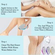 1Pcs Portable Hair Removal Device, Manual Crystal Hair Removal Device, Reusable Nano Glass, Available In Multiple Colors, Easy To Clean, Perfect For Soft And Silky Skin, Skin Exfoliation - 銀色 - 查看 7