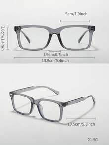 2pcs Men's Metal Decor Vintage Classic Rivet Campus Business Style Clear Lens Glasses (With Glasses Strap) - 2 Sets Of Translucent Gray Frames/plain Films - View 6