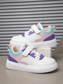 Zapatillas deportivas casuales para niños, zapatos deportivos de moda, transpirables y cómodos con suela antideslizante, ligeros y de corte bajo para estudiantes y niños, lindos colores rosa y morado en tallas para niños pequeños y preescolares - Morado - Ver 3