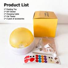 JUJU SHOU 1pc Interactive Pet Feeder Toy - With DIY Stickers, Built-In Battery, USB Rechargeable, Promotes Intelligence Development And Healthy Feeding, Fun Feeding Toy, Pet Training Puzzle Toy, Suitable For Cats And Small/Medium Dogs