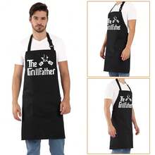 Grill Aprons For Men Dad - The Grill Father Apron - Funny Chef CooFKing Grilling BBQ Apron With 2 Pockets - Birthday Fathers Day Christmas Gifts For Dad,Black7 - 黑7 - 查看 5