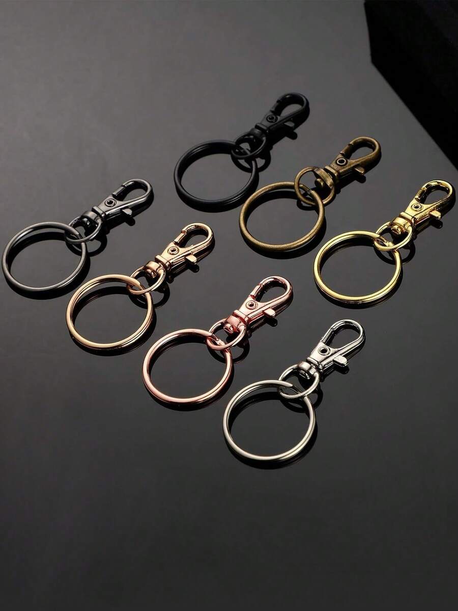 100 Rotating Lobster Buttons With Iron Key Rings, 50 Keychains, 50 Key Rings, DIY Handicrafts Suitable For Both Men And Women, Valentine's Day Gifts, 1.22 Inches / 31 Millimeters - Gold - View 1