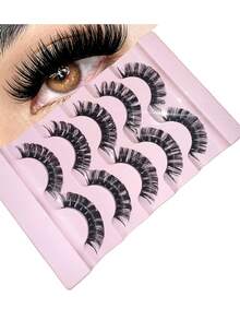 5 أزواج رموش صناعية سميكة 5D، طبيعية مجعدة DD وفضفاضة بشكل عين القطة، رموش صناعية من الفرو الصناعي، رموش كرتونية فضفاضة، أدوات مكياج