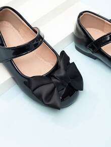 2026 Spring New Girls Bowknot Cute Princess Style Hook And Loop Flat Shoes For Infants - Black - View 5