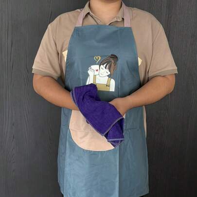 Unisex Reusable Apron - Durable Cotton & Polyester Blend Apron, Waterproof Oil-Resistant Design With Pockets, Adjustable Fit For Cooking, Baking, Gardening, Painting & Daily Household Tasks