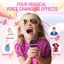 Karaoke Machine - 2 Microphones Karaoke For Singing, Karaoke Speaker With Voice Changer For Christmas Holiday Birthday New Year Gift Gift With Carton Pic Christmas For Girls 4, 5, 6, 7, 8+ Years Old Toddler Teens - PINK - Red Violet - View 5