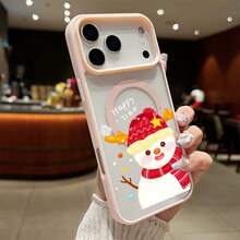 High-Quality Macaron Acrylic Magnetic Phone Case,Snowman Winter Joy Printed Cell Phone Shell Magnetic Charging Phonecase Handy Case, Handy Cover For  11 12 13 14 15 16 17 17 Air 17 Pro 17 Pro Max Shock Resistant Protective Case - Gris - Ver 8