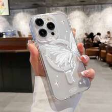 Cute Butterfly Magnetic Magsafe Phone Case For IPhone17 16 15 13 11 12 14 Pro Max XS Max X Shockproof Clear Cover - 無色 - 查看 1