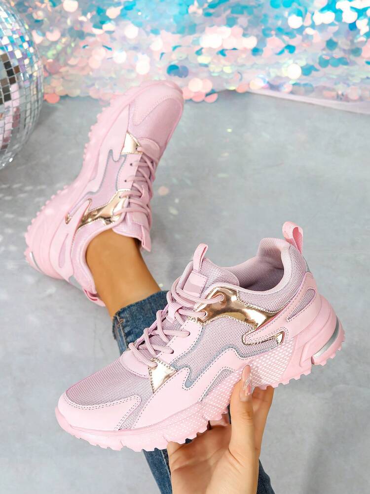 女士时尚运动鞋，浅粉色，透气网面，轻便跑步鞋，健身房锻炼旅行步行鞋，多功能休闲鞋，软底减震 - 淺粉色 - 查看 5