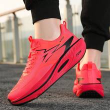 Women's Lightweight Breathable Cross-Training Fashion Sneakers - Low-Top Athletic Shoes With Thick Sole, High Elasticity, Genuine Carbon Plate, Shock Absorption, Arch Support And Non-Slip Bottom Design, Suitable For Jogging, Fitness, Hiking, Driving, Travel, Daily Casual And Outdoor Camping Sports For Men - Red - View 6