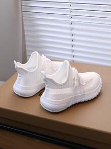 1 para dziecięcych jesiennych nowych, miękkich, modnych, uniwersalnych, antypoślizgowych, oddychających butów sportowych, odpowiednich dla małych dzieci i małych dziewczynek do noszenia na co dzień/do biegania - Biały - Zobacz 4