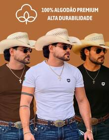 Men's Rincon Style T-Shirt, 100% Cotton, Country Style, Round Neck, Soft, Elegant, Rodeo, Farm - 鏽棕色 - 查看 3
