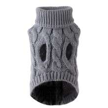Pet & Dog Clothes - Knitted, Pet Knitwear - Couple's Sweater, Fashionable Pet Sweater, Stylish Autumn/Winter Pet Clothes, Solid Color Pet Apparel, Twist Knit Warm Pet Outfits, Essential Pet Outings, 8 Colors Available, All F89U - Quần áo cho chó và mèo màu xám đậm - Xem 4
