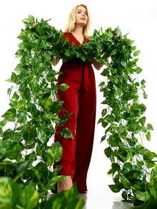 1/6/12/24pcs 6.9ft Ivy Garland Strands Artificial Fake Ivy Leaves Greenery Leaves Hanging Vines Plant Leaves Garland Home Garden Poison Ivy Costume,Artificial Plants,Rose, Decorative Style,Party And Holiday Decorations,Bedroom Accessories Decorations,Mother's Day Decorations, Spring Decorations,Valentine's Day Decorations - B - View 2