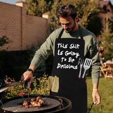 BBQ Funny Apron For Men, Chef Bib Apron With 2 Pockets, Adjustable Neck Strap And 40\ Long Ties - Best For Kitchen CooFKing, Grilling, BaFKing, Gardening - Black,Black13 - Black13 - 查看 8