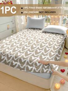 蓬松柔软2/3件套床笠套装，包含床笠、床垫保护套，防皱透气，深口袋设计，抗起球，弹力十足，静音防滑，适用于各种尺寸的床，家居宿舍卧室装饰，可机洗，亲肤舒适，四季皆宜，易于打理，现代简约风格，心形印花 - 彩色 - 查看 38