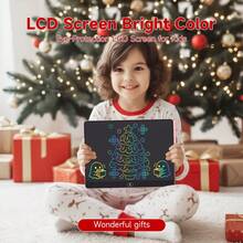 13英寸大屏幕电子写字板 - 一键可擦写可重复使用绘图板，配有触控笔，儿童教育艺术玩具，耐用PVC材质，创意学习工具，现代儿童家具，光滑表面，适合作为圣诞节、万圣节等11个节日的礼物 - 彩色 - 查看 10