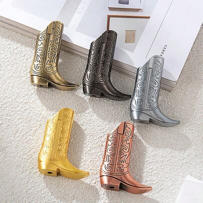 1 pieza Estuche con diseño en relieve para encendedor de botas de mujer, almacenamiento compacto, accesorio para botas, soporte decorativo, diseño en relieve, artesanía de alta calidad, material metálico de moda, estuche protector, soporte portátil, elegante y estiloso, esencial para mujeres