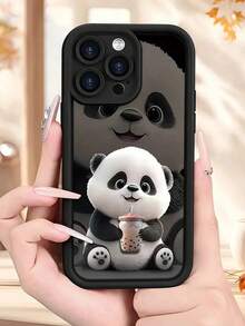 Black Panda Pattern Textured Shockproof Phone Case Compatible With IPhone 14, 14 Pro, 14 Pro Max, 13, 13 Pro, 13 Pro Max, 11, 11 Pro Max, 12, 12 Pro, 12 Pro Max, XR, XS, 15, 15 Pro, 15 Pro Max, 16, 16 Pro, 16 Pro Max, 17, 17 Pro, 17 Air, 17 Pro Max, Redmi Series - Multicolor - View 4