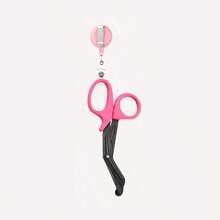 1把不锈钢创伤及绷带剪，带1个可伸缩徽章卷轴，3种颜色可选（粉色、黑色、紫色），小巧便携，适用于医疗和一般用途。 - 彩色 - 查看 11