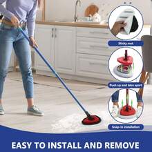 High-PQ Flat Mop Head Replacements, Microfiber Mopping Pads Refills, 5-Pack Spin Mop Pads + 1 Plastic Pad &Amp;1 Scrape For Floor, Wall &Amp; Ceiling Cleaning - Fits EasyWring &Amp; RinseClean Systems - 5Pads1Base1Scrape - 查看 4