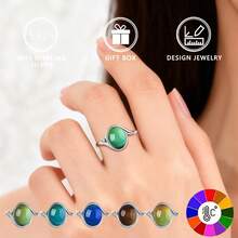 1pc S925 Silver Mood Changing Ring, Minimalist & Personalized Women's Band - Silver - View 5