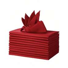 2/6/12pcs Christmas Decorative Cloth Napkins, All Polyester, Crease-Resistant, Plain-Color Dining Napkins For Holiday Parties And Events - Đỏ - Xem 6