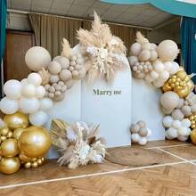 39pcs/21pcs Set Of 10-Inch Gold, White, Champagne Latex Balloons, Suitable For Valentine's Day, Birthday, Wedding, Bridal Shower, New Year Decoration, Balloon Party, Autumn Decor, Retirement Party, Bachelorette Party, Balloon Decoration, Photo Backdrop, Various Indoor And Outdoor Decor - Golden Sand White - View 4