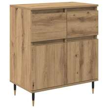 Larryhot Credenza con cassetto Rovere artigianale 60 x 35 x 70 cm,Robusto e durevole, facile da montare, la scelta ideale per l'arredamento della casa - Castano - Visualizzare 2