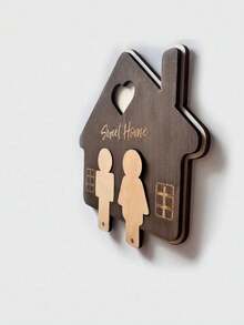 1pc Super Idol "Sweet Home" Wooden Wall Decor, With Detachable Keychain And Keyring, 3 Unique Designs Available. Fashionable, Modern, Customizable, Personalized, Unique, Ideal Gift, Multifunctional, , Decorative, Reusable, Exquisite, Stylish, High-Quality, Colorful, Contemporary, Customized, Personalized, Unique, Boyfriend, Dad, Girlfriend, Mom, Family, Friends, Tea Room, Home, Garden, Office, Home Decor - Multicolor - View 5