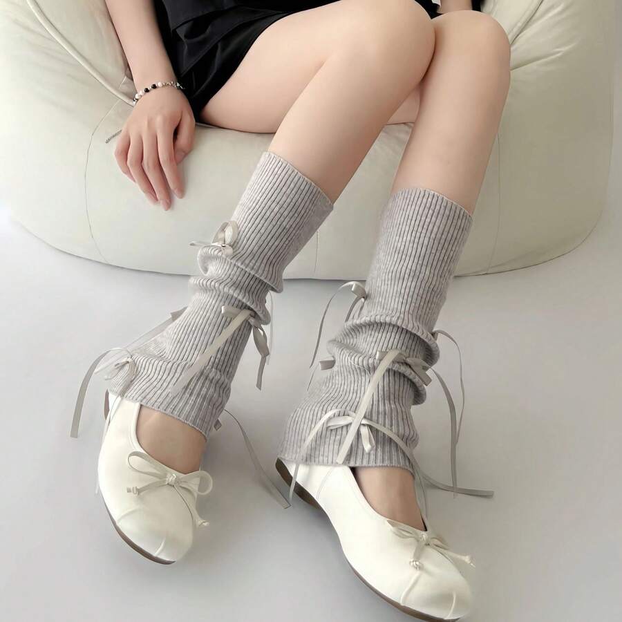 Wearing Fashionable Items With Layered Socks, Lazy Style, Sweet Socks, Spring And Autumn Styles, Ballet Style Calf Sleeves, Middle Tube, Stacked Socks For Women - Hồng - Xem 1