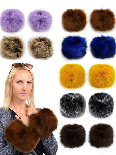 1pc Faux Fur Soft Cuff Wrist Warmer, Suitable For Cold Weather, Women Fluffy Arm Sleeve Warmer, Short Faux Fur Wrist Cuff For Winter
