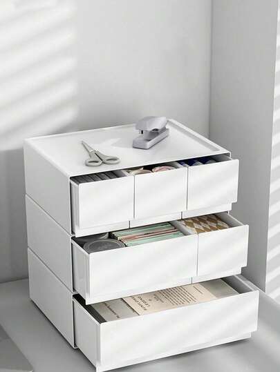 1個 2/3段デスクトップ収納ボックス、プラスチック製オーガナイザーボックス バスルーム、寝室、ドーム、メイク、ジュエリー、スタッカブル