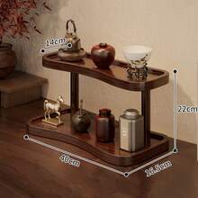 Walnut Desk Organizer Shelf Modern Multiuse 2 Tier For Pantry Bedroom Office - Redwood - View 6