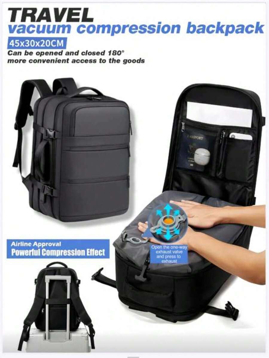 1 Pc Vacuum Compression Backpack With Luggage Strap Design.,Ryanair Travel Backpack, Cabin Bag 45x20x30, TSA Friendly Functional.Durable Nylon.Extensible Design.For Men & Women Large-Capacity Travel Backpack Multifunctional Luggage Storage Wetified Suggage Storage Wet Ceat Travel Backpack, Aviation, Avis Travel, Aviation, Avis Travel, Avis, Avis) Casual Backpack,Underseat Cabin Backpack For Airlines , Airline‑Approved Travel Rucksack With Shoe Compartment Bags For Woman, Lightweight Water‑Resistant Carry On Flight Bag For Ryanair, Versatile Business Work Bag, University College Backpack, Weekend Holdall For Holibee, 組合, Commday, Weekend Bag With USB Output Men's Waterproof Travel Backpack - 黑色 - 查看 1