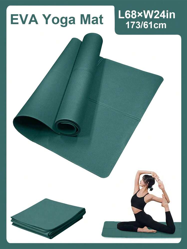 1片 173*61厘米 EVA瑜伽垫 普拉提运动垫 纯色 家用健身瑜伽器材 - 墨綠色 - 查看 1