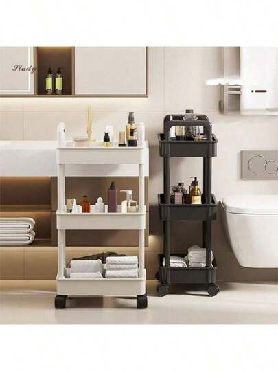 Multifunctional Rolling Storage Cart - Slim Desk Organizer For Books, Snacks, Etc. - Ideal For Kitchen, Bathroom, Living Room, Office, Bedroom - White Plastic, Versatile Home Organization Solution, With Hanging Hook