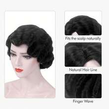 1920s Wig For Women Gatsby Roaring 20s Finger Wave Party Synthetic Full Vintage Wigs For Women Lady Cosplay Costume Fancy Dress 1920 Flapper Wig,Halloween,Music Festival