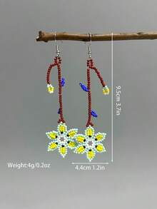 Flower Fish-Inspired Creative Beaded Earrings Bohemian Dangle Earrings Women's Fringe Earrings Handmade Glass Bead Beaded Jewelry Fashion Jewelry Suitable For Everyday Wear Accessories Holiday Gifts - 淺綠色 - 查看 3