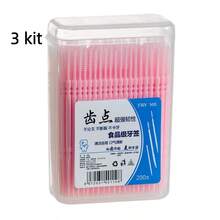 200Pcs Interdental Brush Oral Care Toothpick Floss Dental Cleaning Hygiene Disposable With Double Head - Pink - View 6