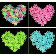 200pcs 3cm Glow In The Dark Star Wall Stickers, 3D Luminous, Solid Color And Mixed Color - Nhiều màu - Xem 11