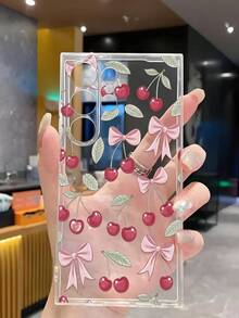 1 chiếc ốp lưng điện thoại mềm màu hồng hình nơ và quả anh đào, tương thích với iPhone 17/17 Air/17 Pro/17 Pro Max, Honor, Redmi, Galaxy A04e/12/A13/A14/A34/A50/A52/A53/A54/S21/S22/S23/S24/S25/S25Ultra, 6A/7A/8A, 12T/13T - Trong sáng - Xem 5