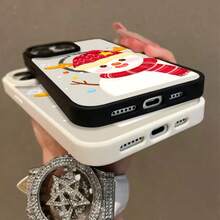 High-Quality Macaron Acrylic Magnetic Phone Case,Snowman Winter Joy Printed Cell Phone Shell Magnetic Charging Phonecase Handy Case, Handy Cover For  11 12 13 14 15 16 17 17 Air 17 Pro 17 Pro Max Shock Resistant Protective Case - Gris - Ver 9